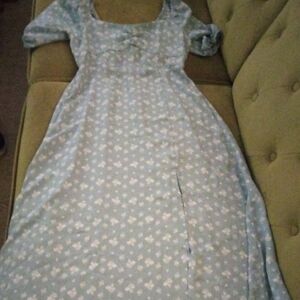 Light Blue Floral Maxi Dress